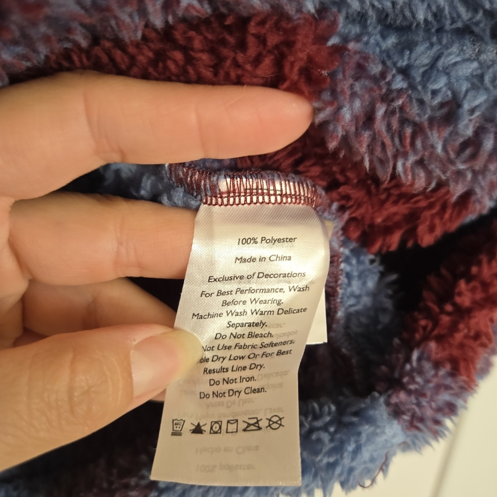Eddie Bauer Womens XL Fleece Pullover Plaid Quarter Zip Cozy Warm Comfy Blue Red - Picture 9 of 14